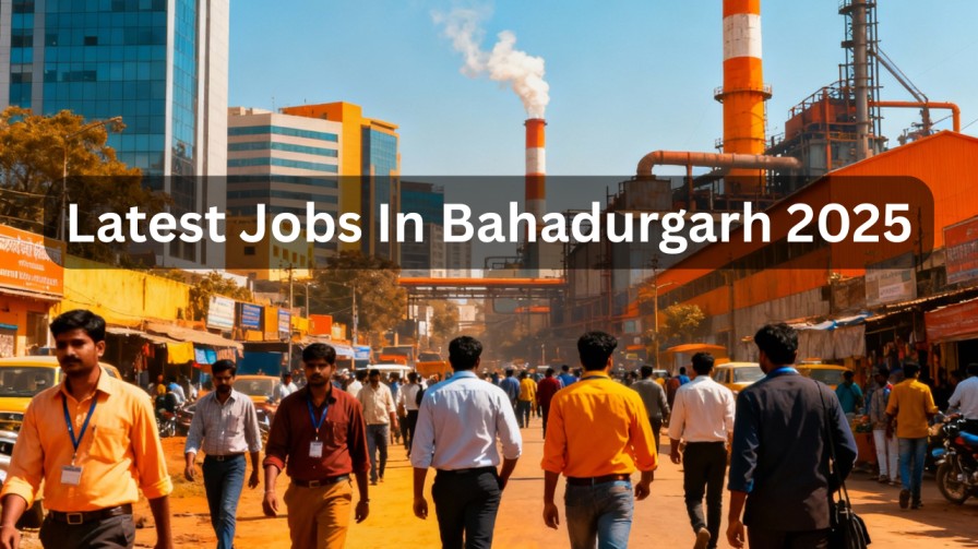 People walking near factories and offices in Bahadurgarh, showing latest jobs in Bahadurgarh 2025 employment scene.