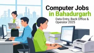 Computer jobs in Bahadurgarh 2025 with young professionals working in data entry, back office and computer operator roles in an office