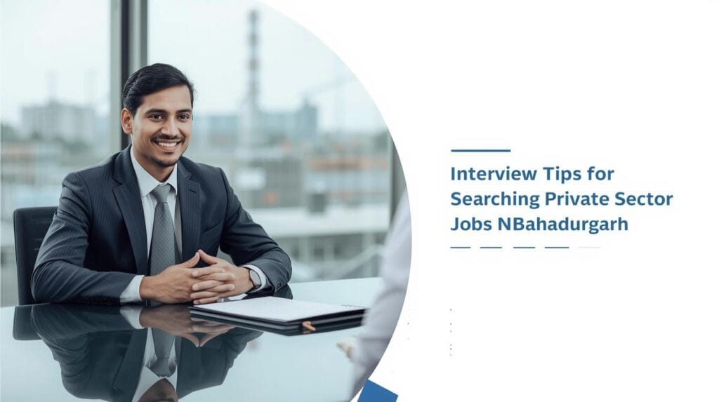 Interview tips for searching private sector jobs near Bahadurgarh with a candidate attending a professional job interview